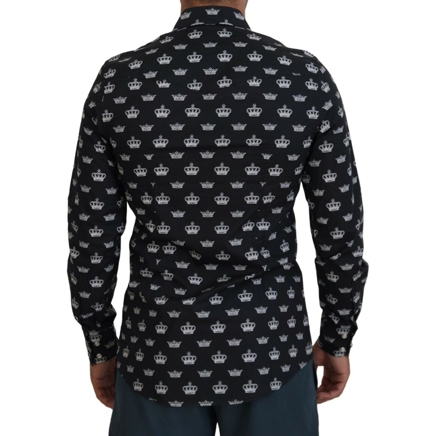 Dolce & Gabbana Black Crown Print GOLD Slim Shirt