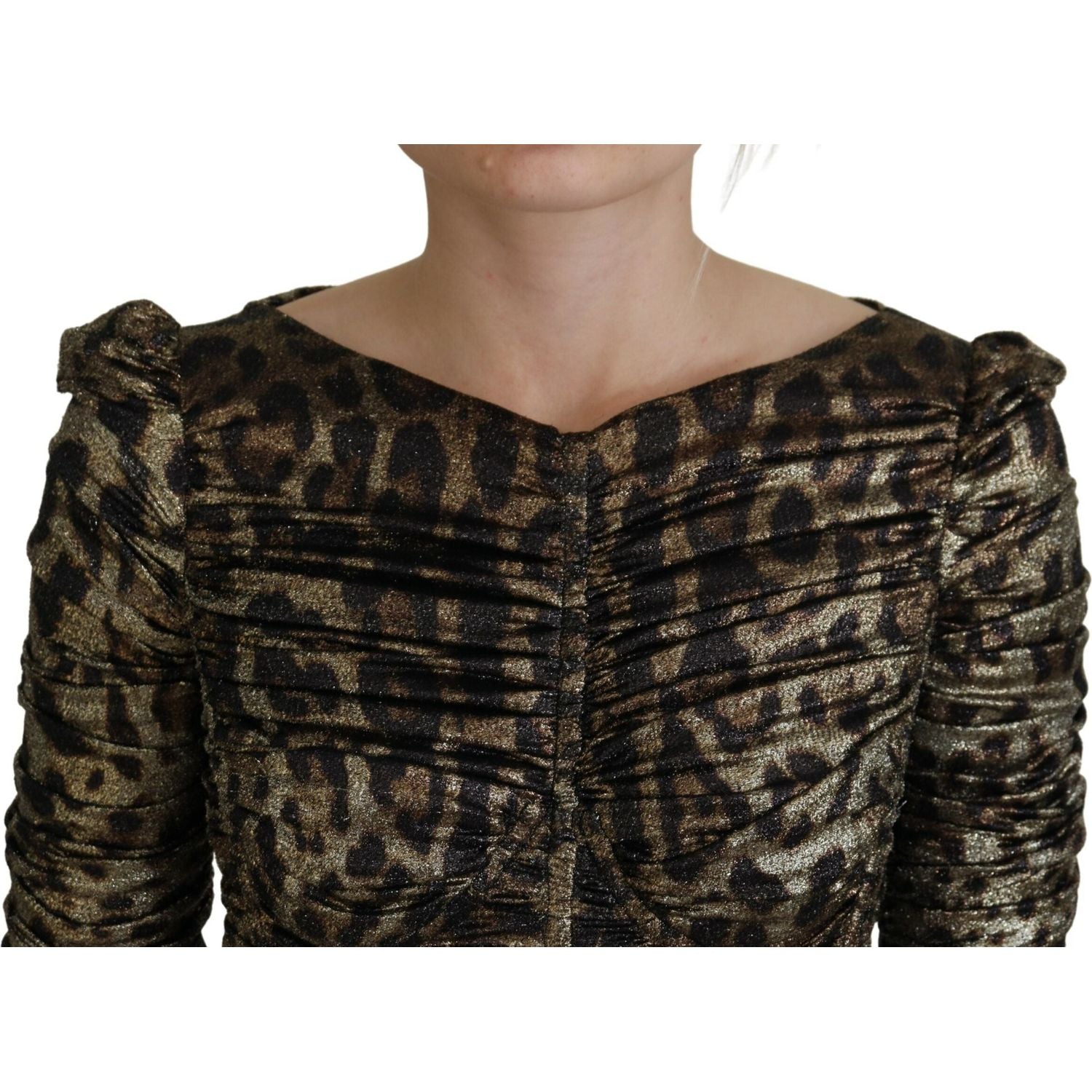 Dolce & Gabbana Multicolor Leopard Bodycon Sheath Midi Dress