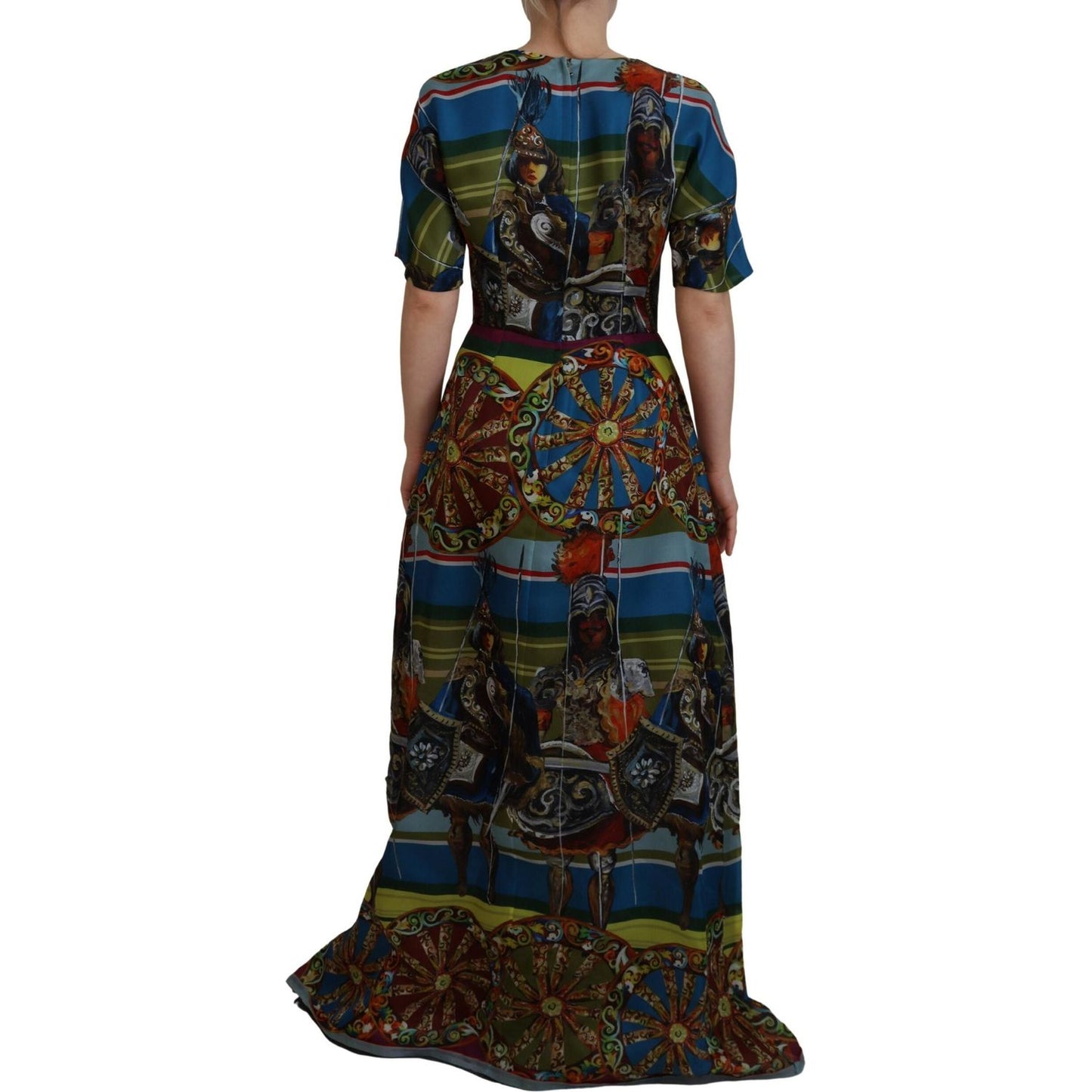 Dolce & Gabbana Multicolor Sicily Silk A-line Long Gown Dress