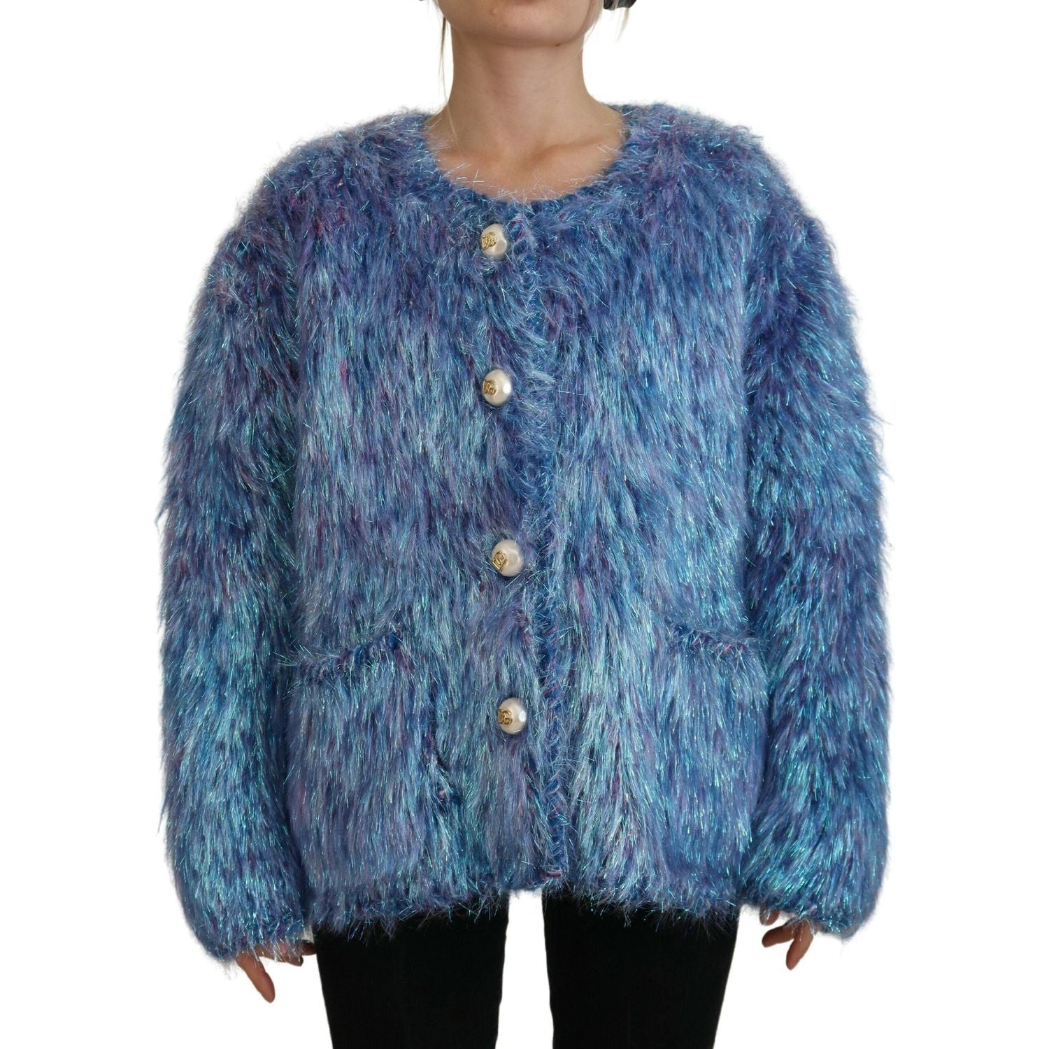 Dolce & Gabbana Multicolor Polyester Fringes Coat Jacket