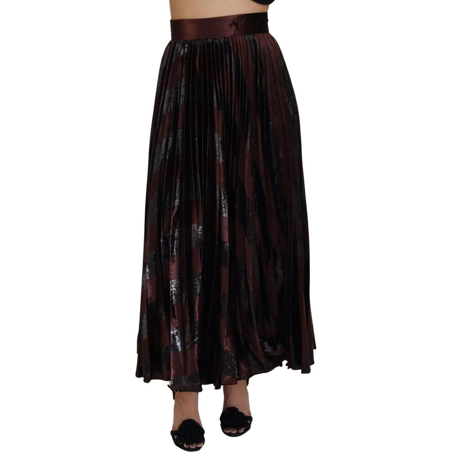 Dolce & Gabbana Brown Polyester High Waist A-line Maxi Skirt