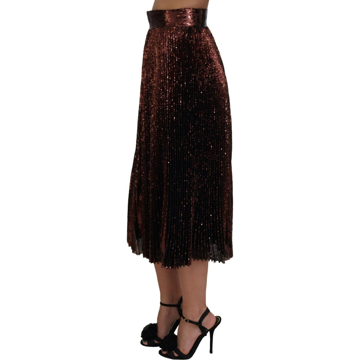 Dolce & Gabbana Bronze Sequined High Waist A-line Maxi Skirt