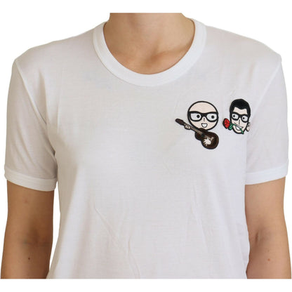 Dolce & Gabbana White #dgfamily Crewneck Cotton T-shirt
