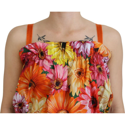 Dolce & Gabbana Blouse Cropped Floral Cotton Tank Top