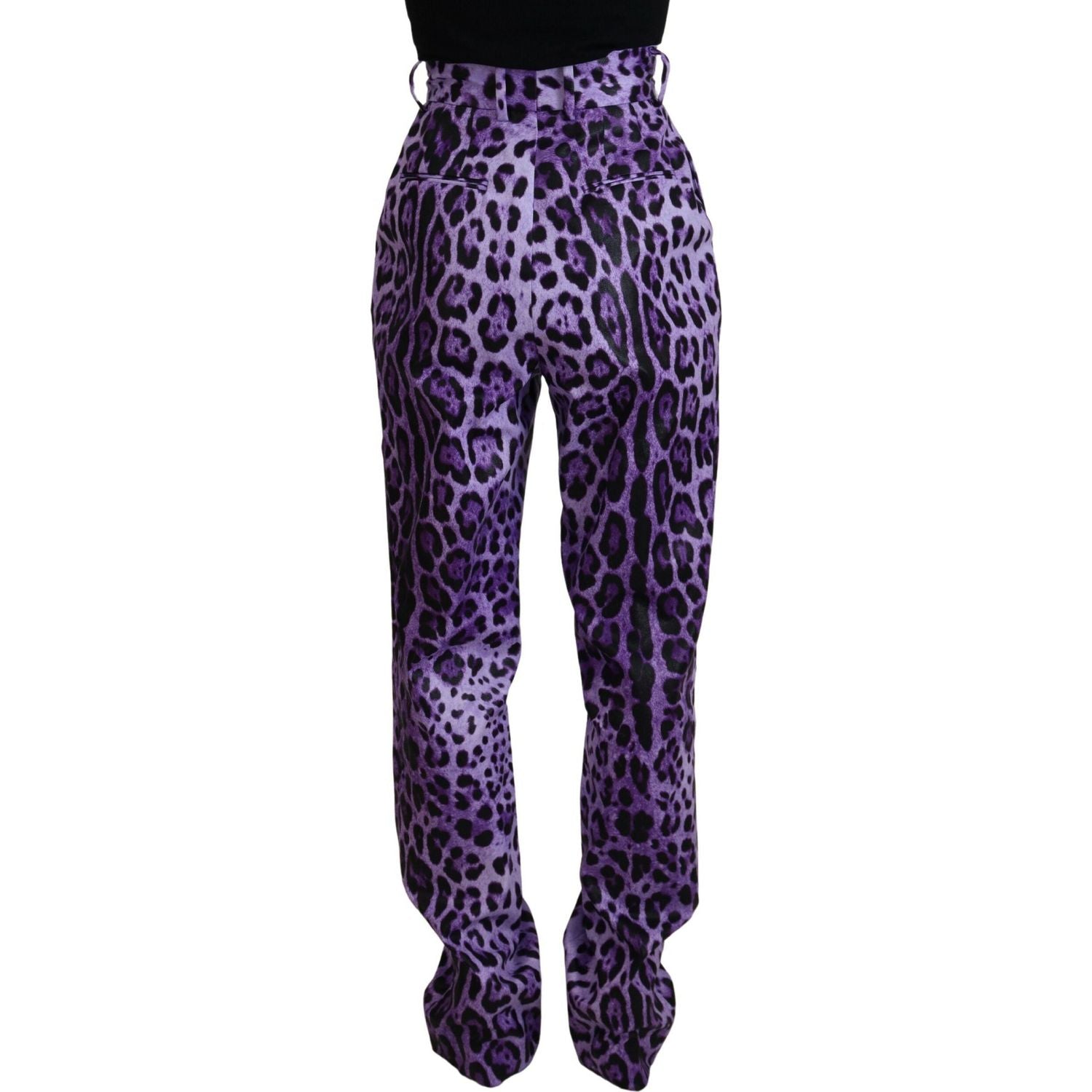 Dolce & Gabbana Purple Leopard Print High Waist Pants