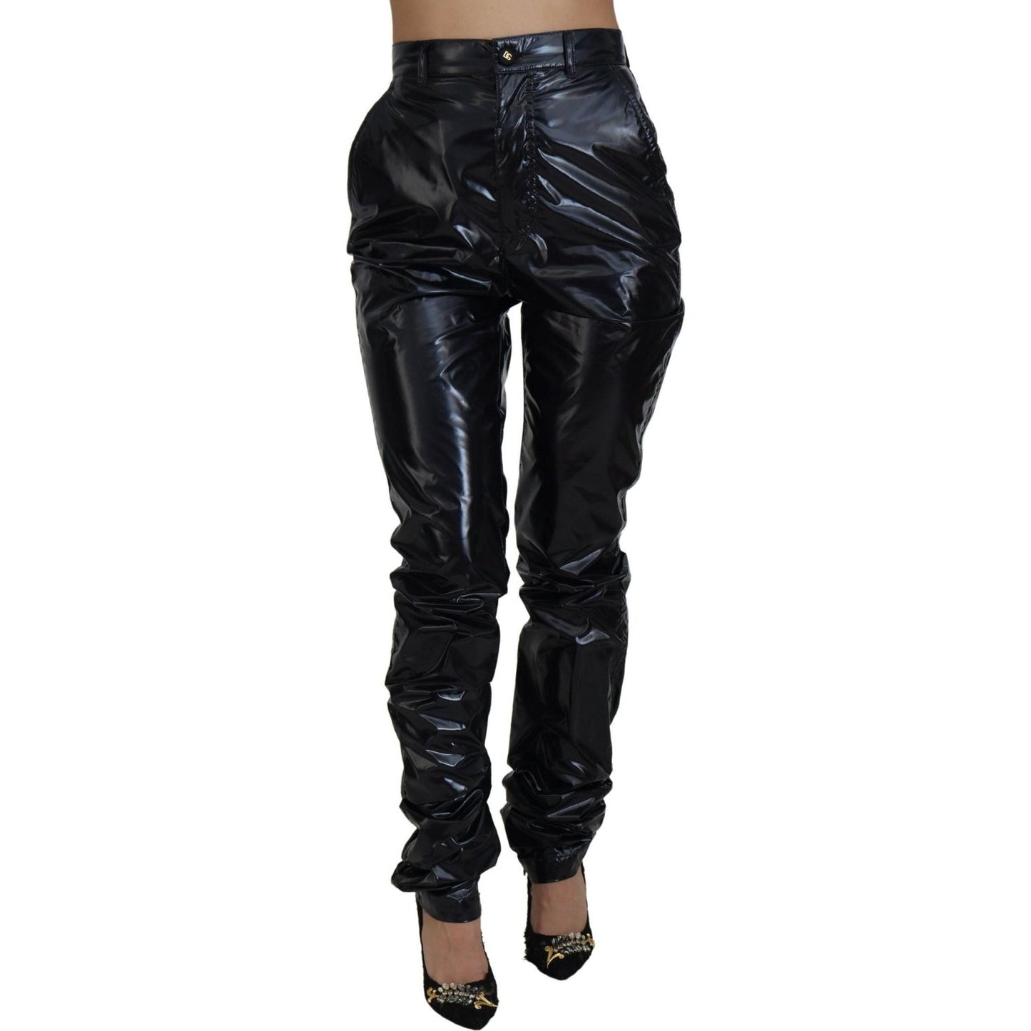 Dolce & Gabbana Black Nylon High Waist Skinny Pants