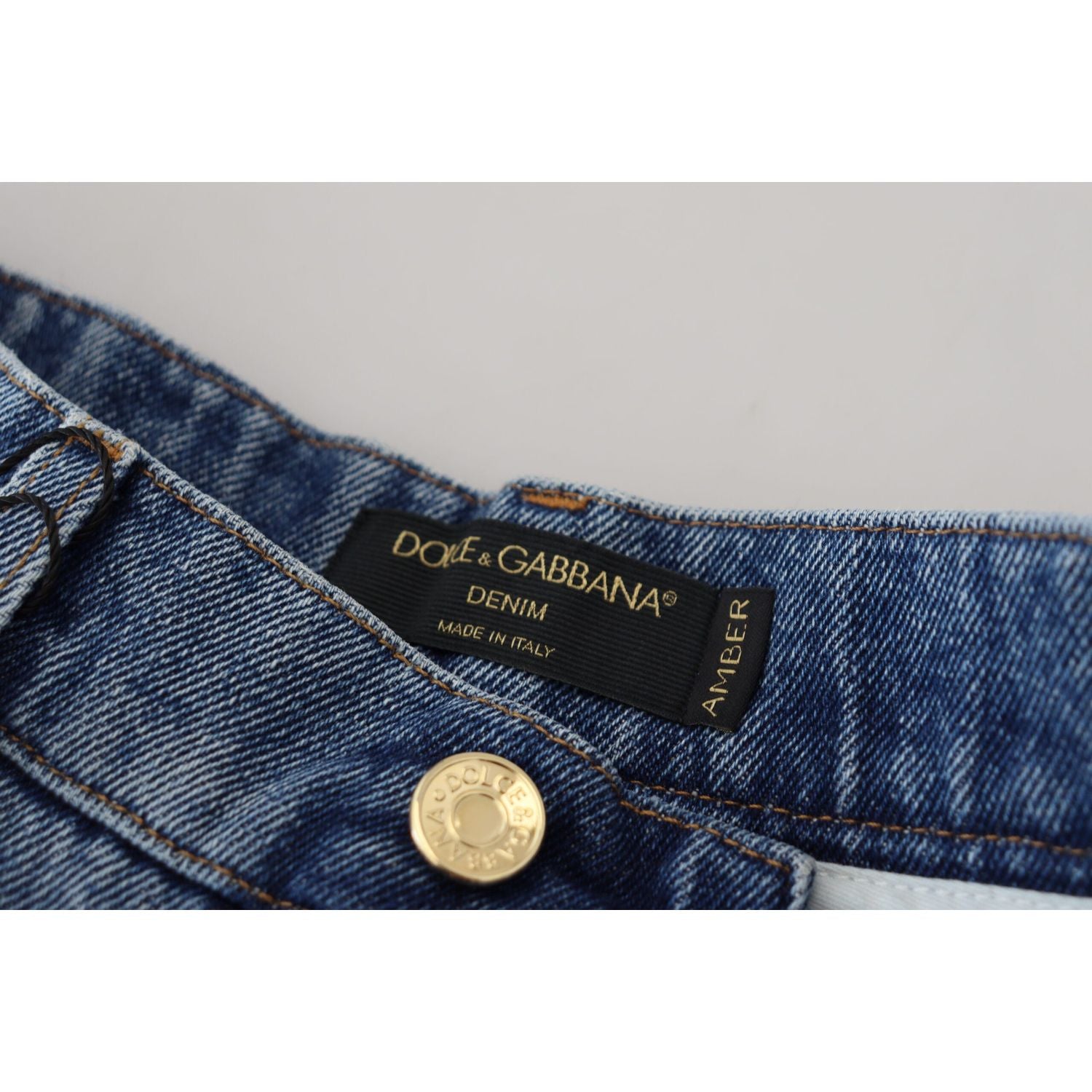 Dolce & Gabbana Blue Tattered Skinny Denim Cotton Jeans