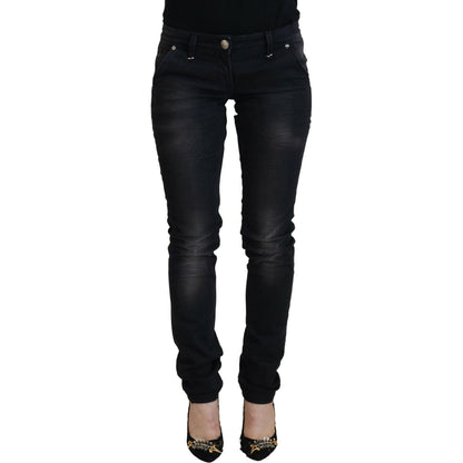 Acht Black Washed Cotton Skinny Women Casual Denim Jeans
