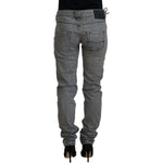 Care Label Gray Washed Cotton Skinny Women Casual Denim Jeans