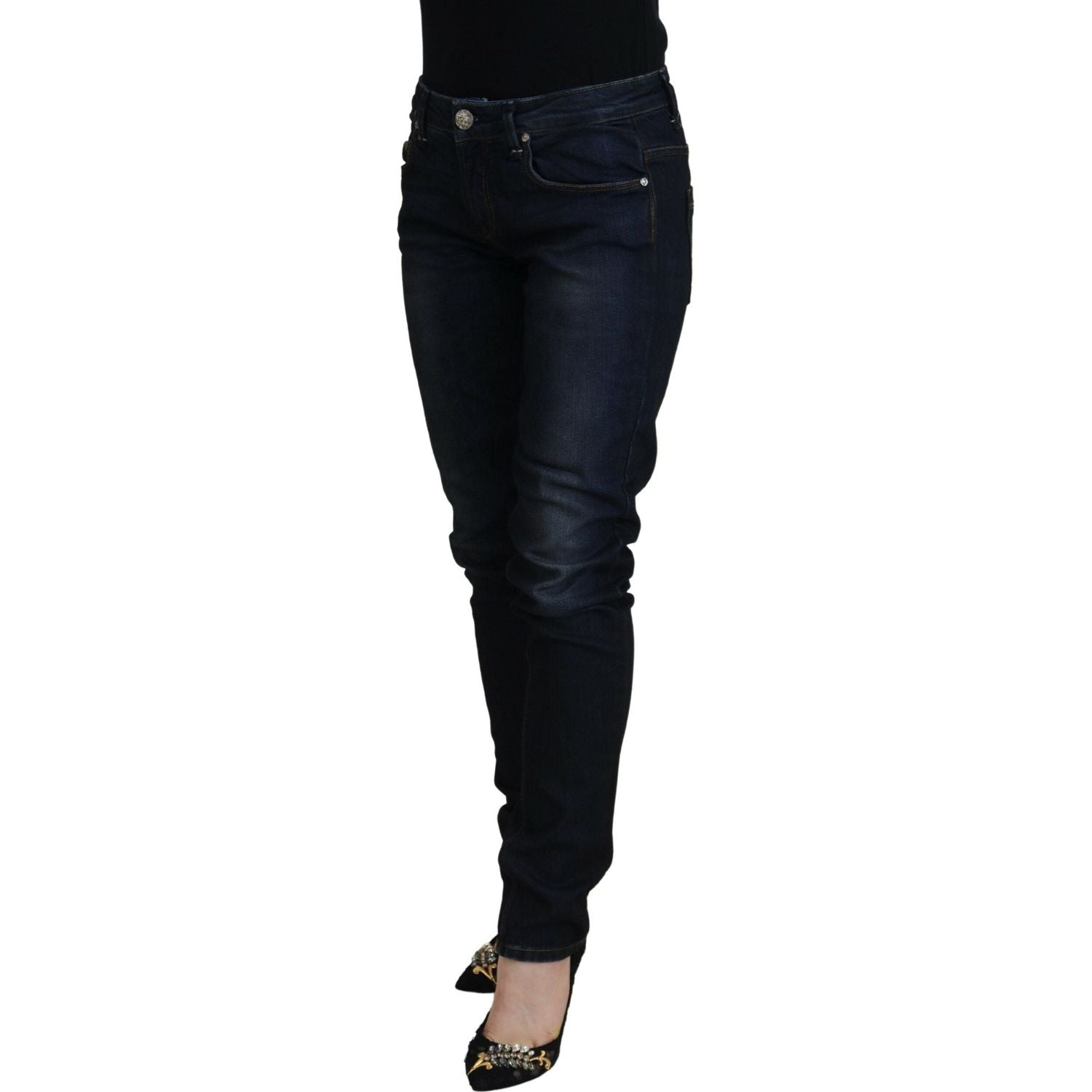 Acht Blue Cotton Skinny Low Waist Women Casual Denim Jeans