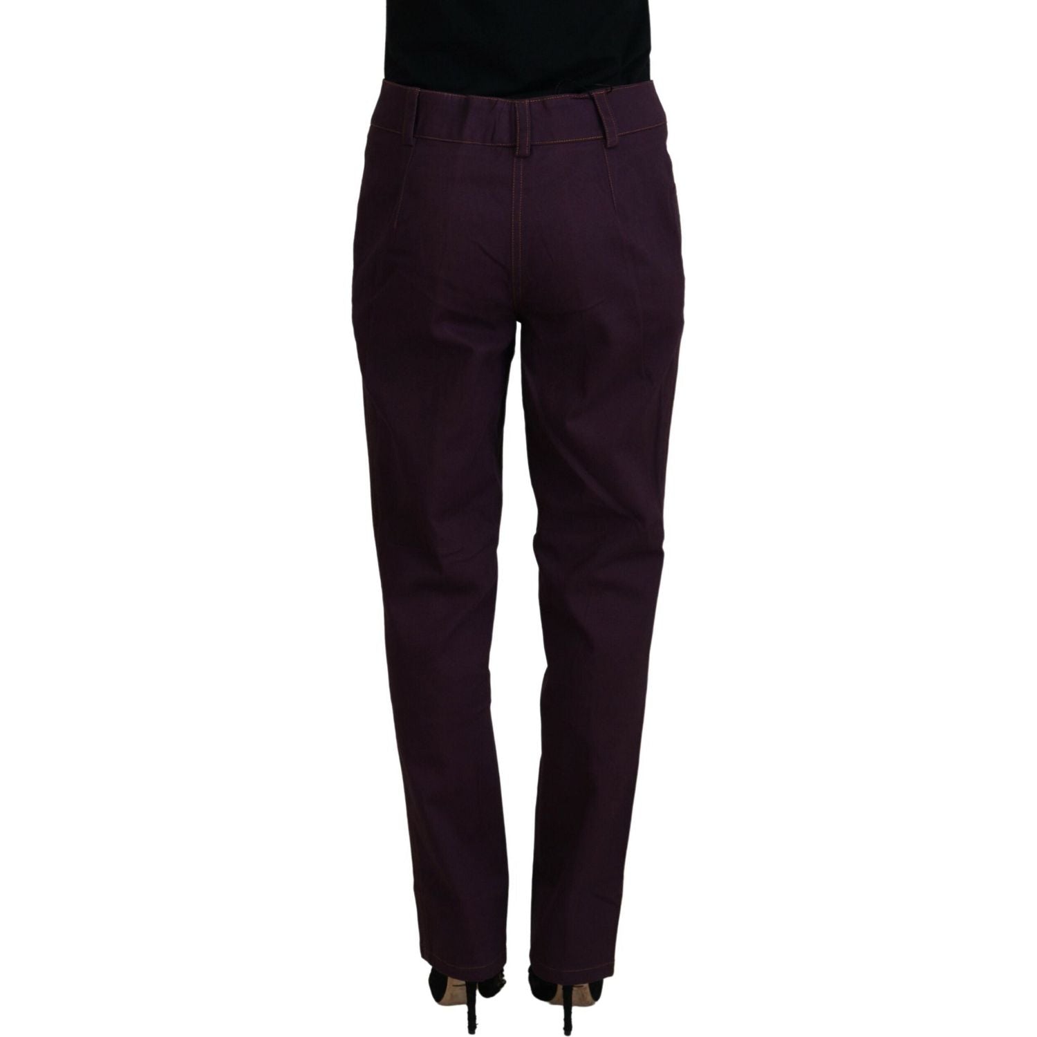 BENCIVENGA Purple Cotton Mid Waist Women Tapered Pants
