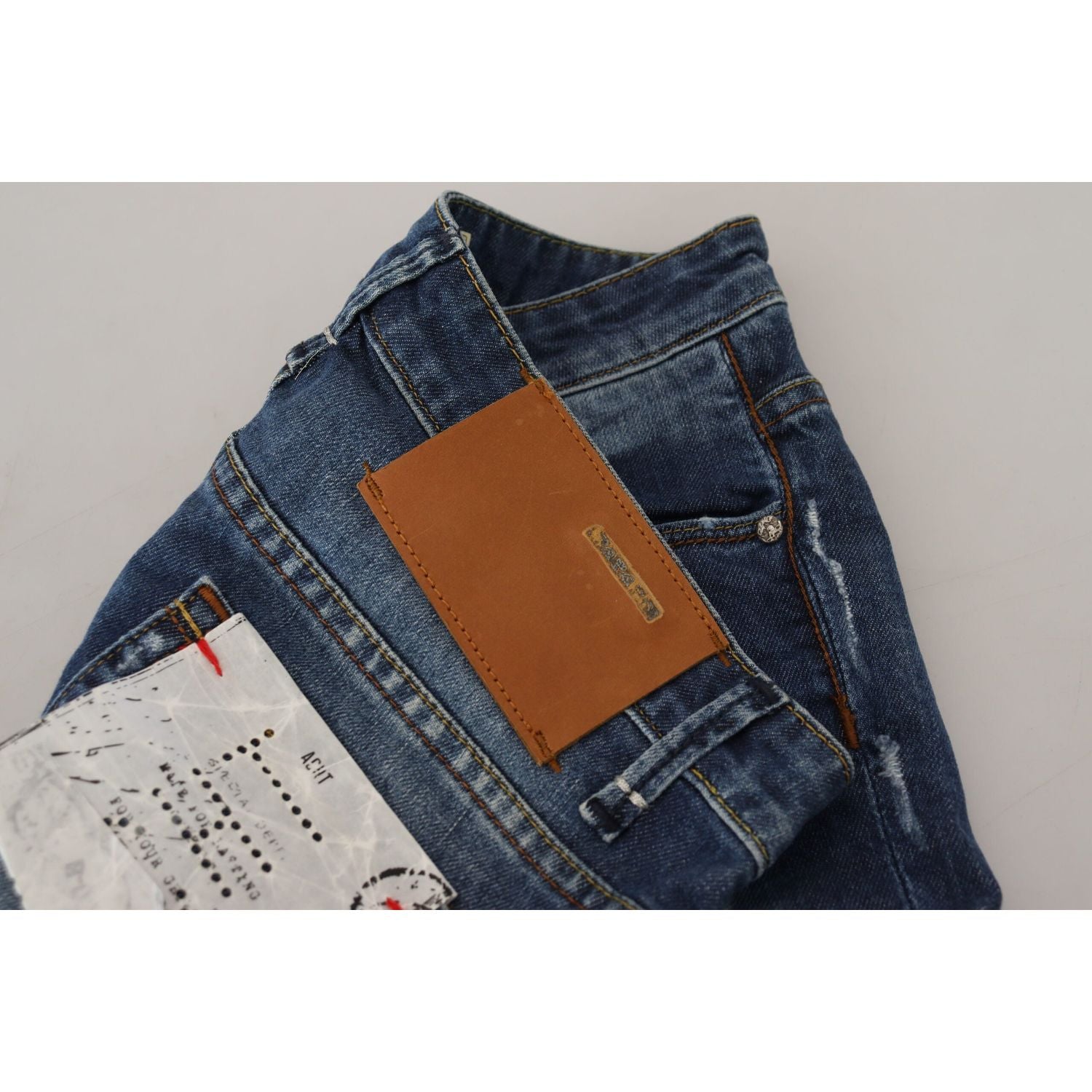 Acht Blue Washed Cotton Slim Fit Women Denim Jeans