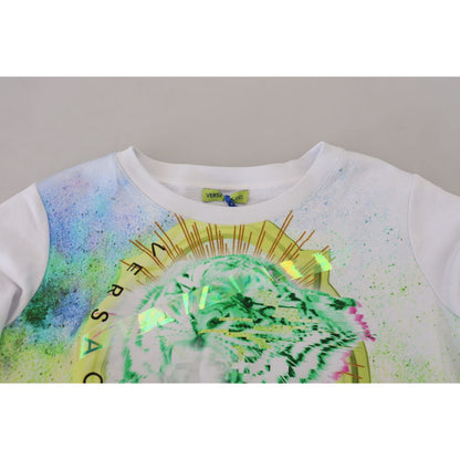 Versace Jeans White Graphic Print Long Sleeves Sweater