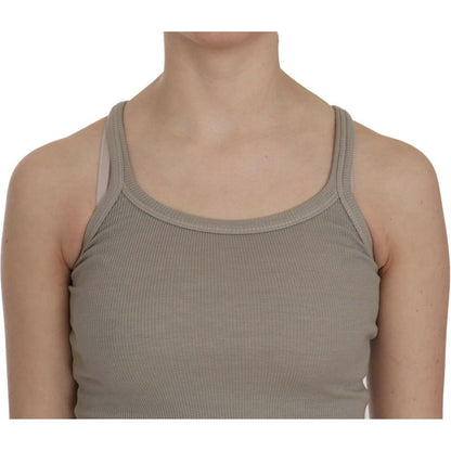 PINK MEMORIES Beige Sleeveless Spaghetti Strap Tank Blouse