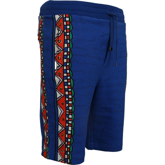 Dolce & Gabbana Blue Cotton Printed Bermuda Shorts