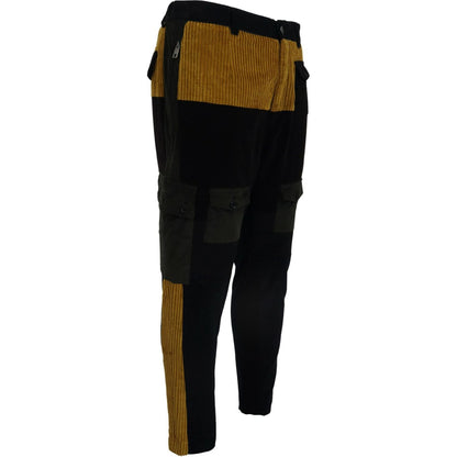 Dolce & Gabbana Black Yellow Cotton Men Pants