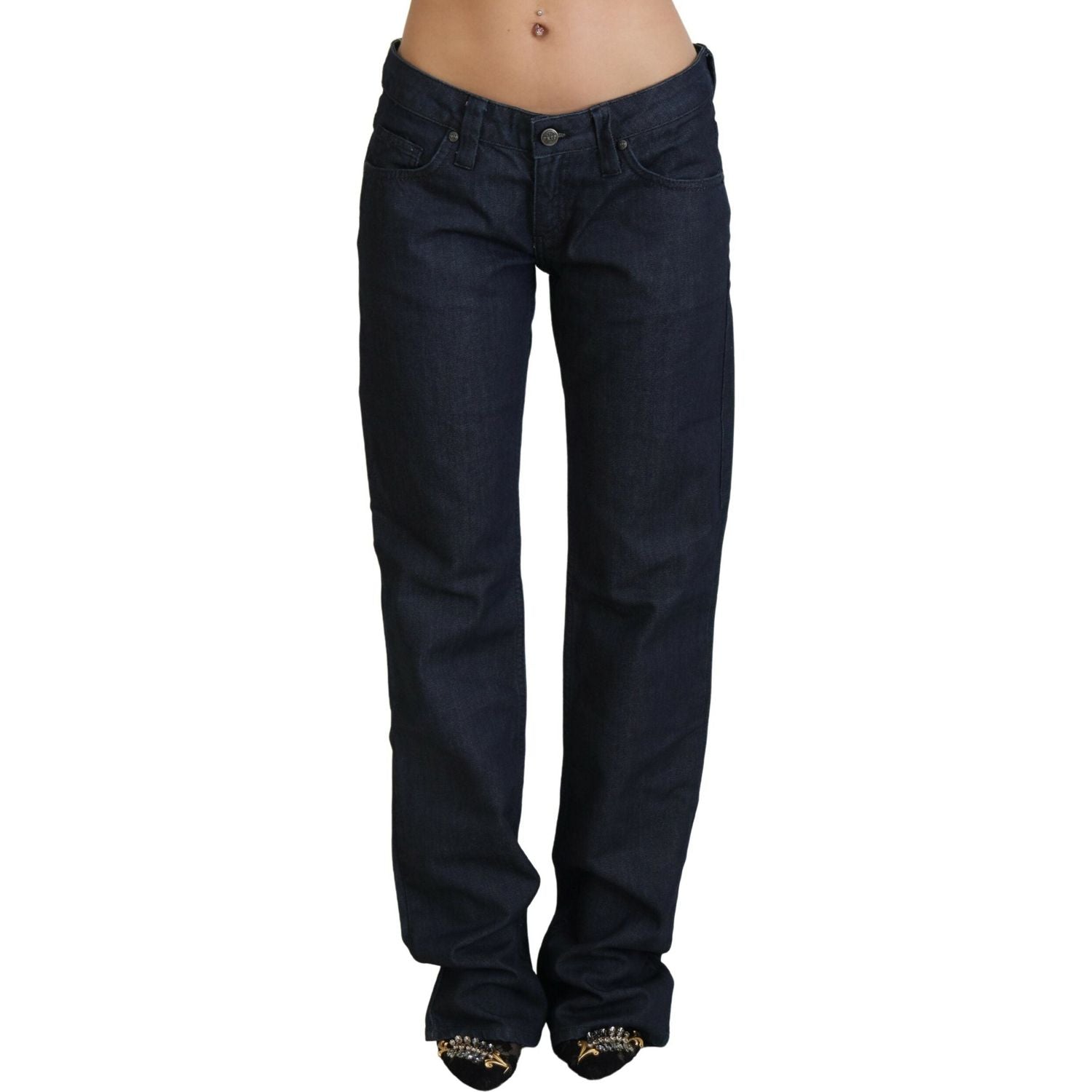Exte Dark Blue Low Waist Straight Fit Women Denim Jeans
