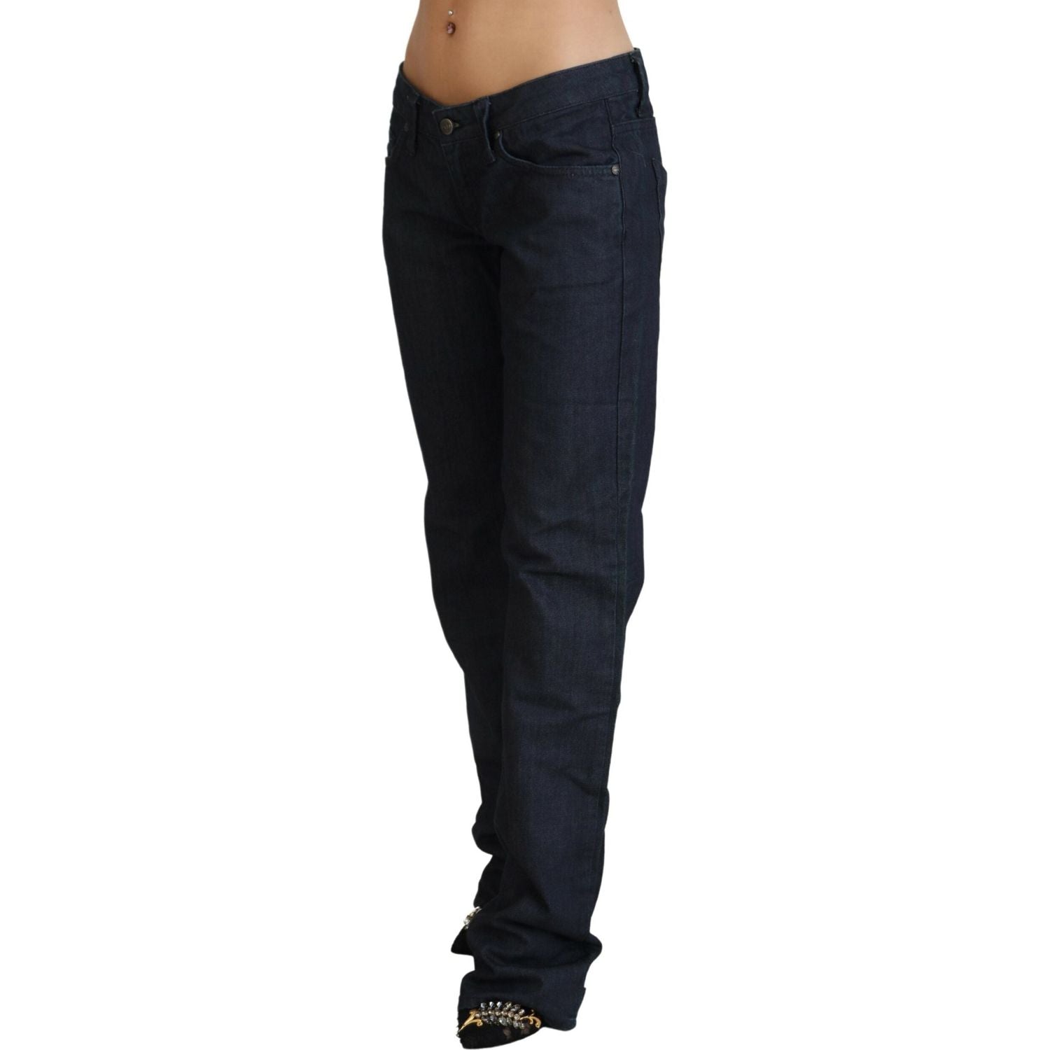 Exte Dark Blue Low Waist Straight Fit Women Denim Jeans