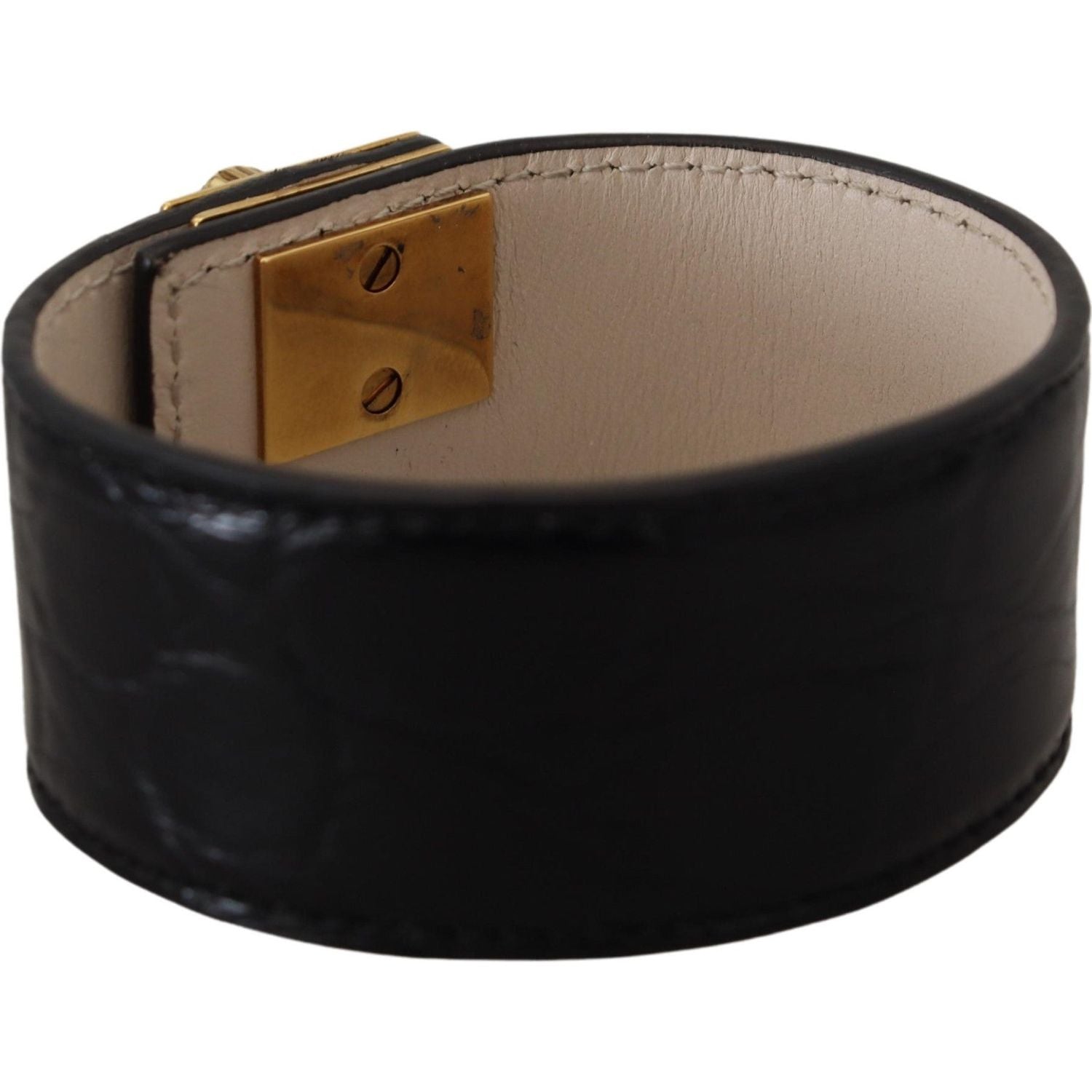Dolce & Gabbana Black Dauphine Leather DG Heart Key Ring Bracelet