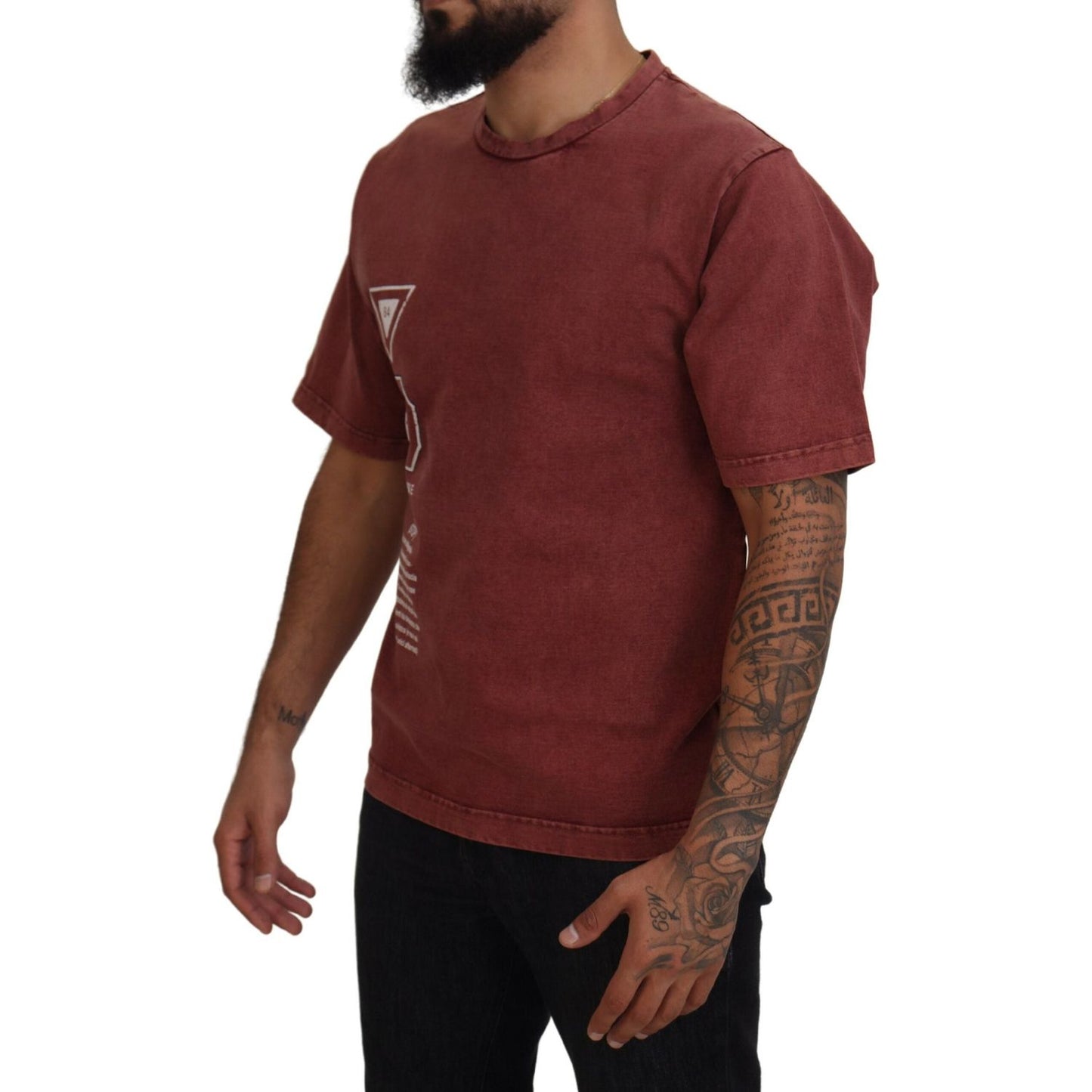 Dolce & Gabbana Maroon Print Round Neck Short Sleeves T-shirt