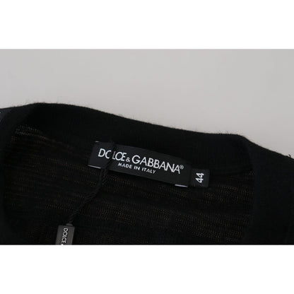 Dolce & Gabbana Black Cashmere Button Pullover Sweater