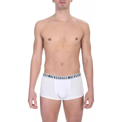 Bikkembergs White Cotton Men's Trunk Underwear Twin Pack
