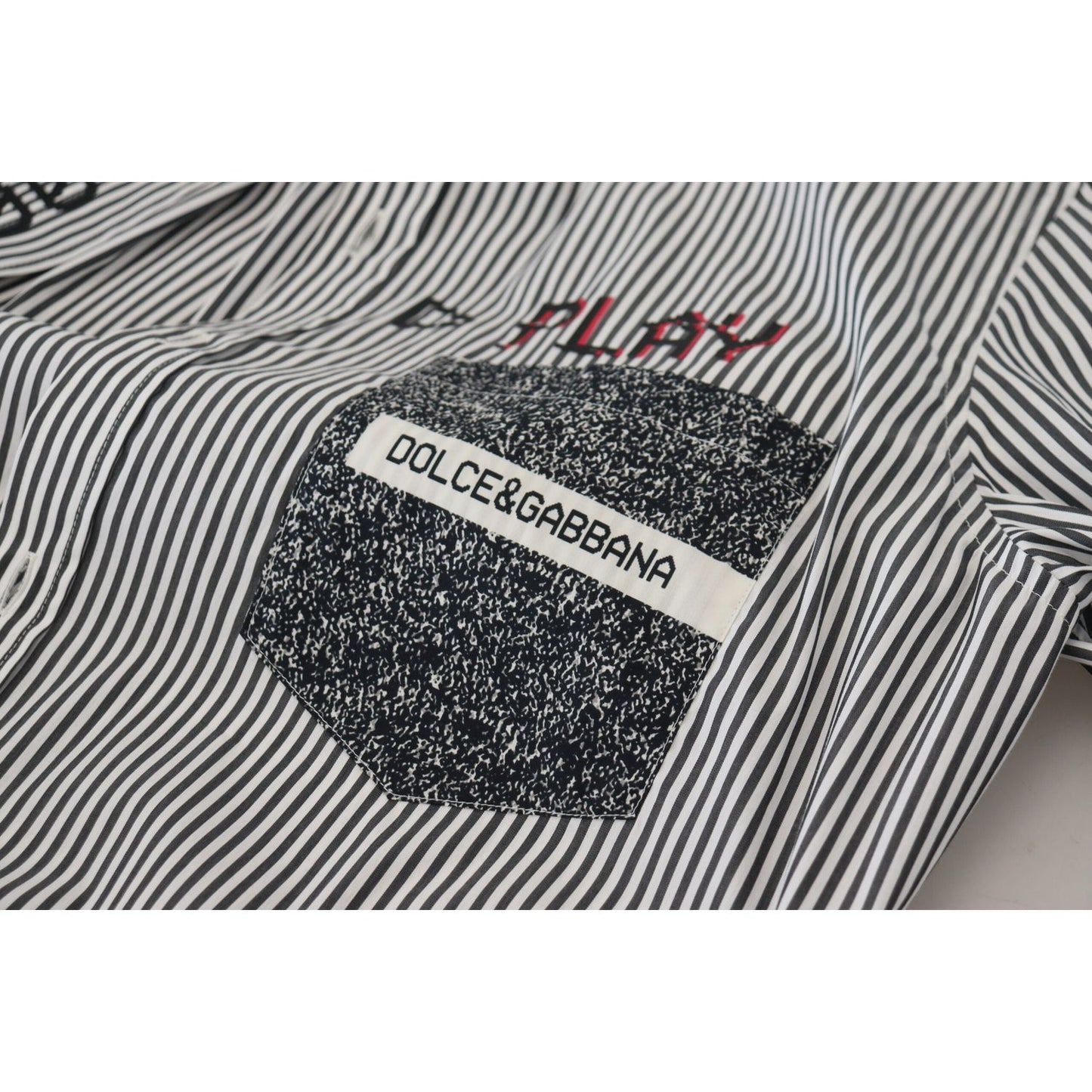 Dolce & Gabbana Black White Striped Printed Casual Cotton Shirt