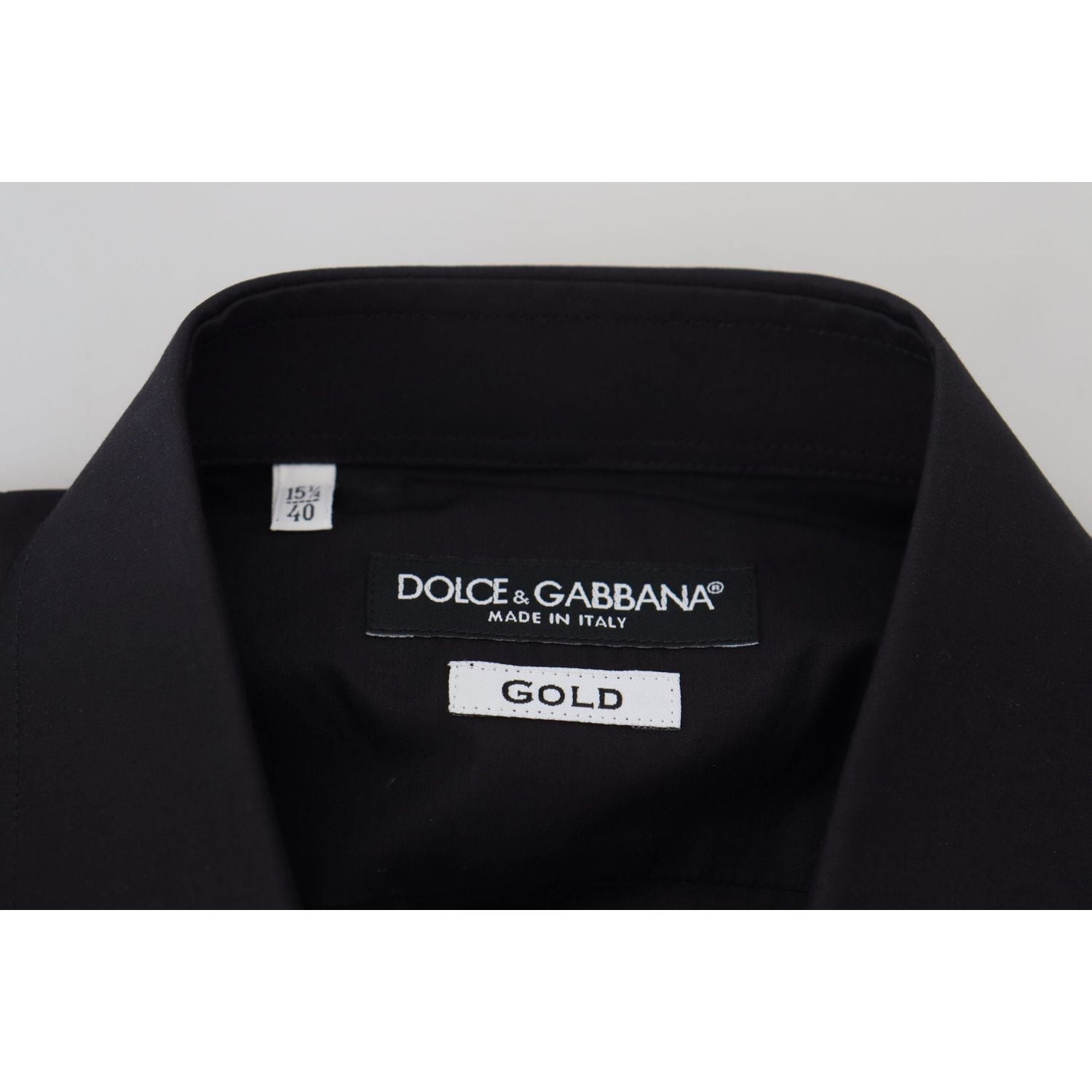 Dolce & Gabbana Black Floral Embroidery Men Long Sleeves GOLD Shirt