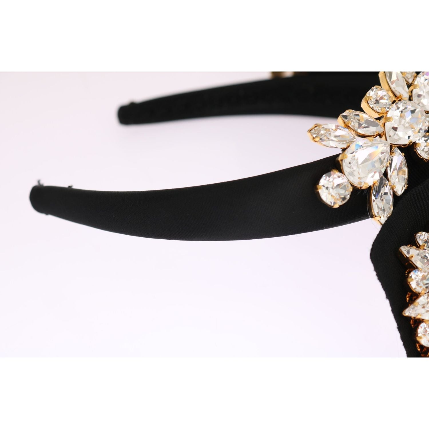 Dolce & Gabbana Black Crystal White Hair Parrucchiera Headband Diadem