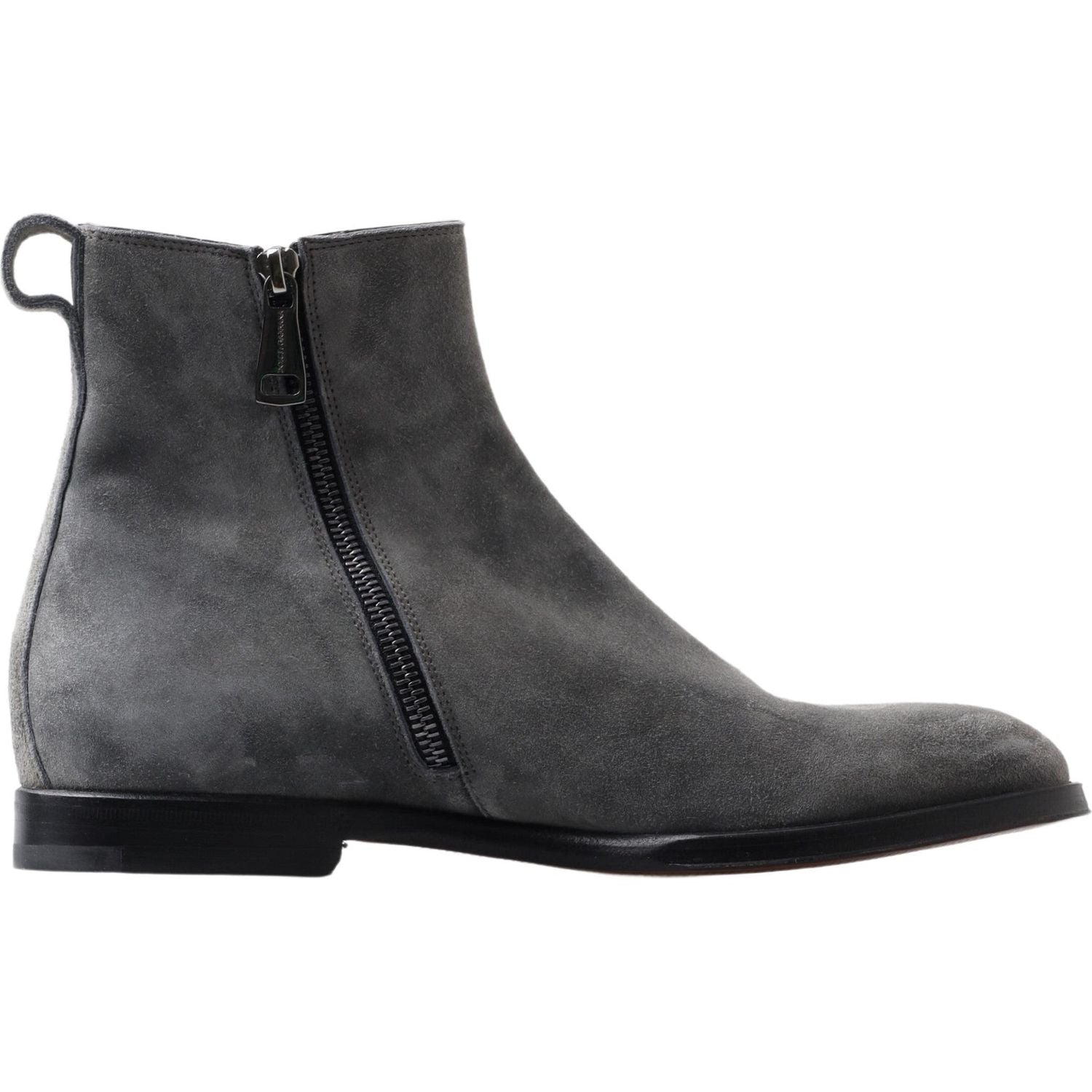 Dolce & Gabbana Gray Leather Men Ankle Boots Shoes