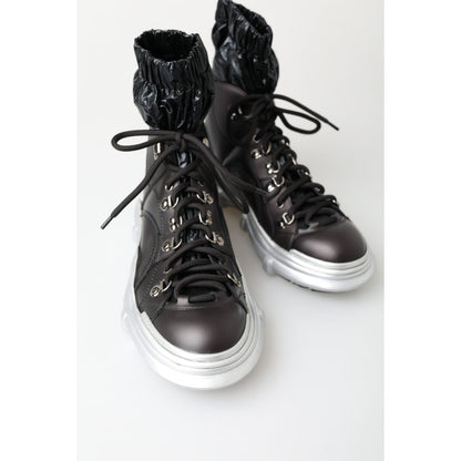 Dolce & Gabbana Black Nylon Galileo High Top Sneakers Shoes