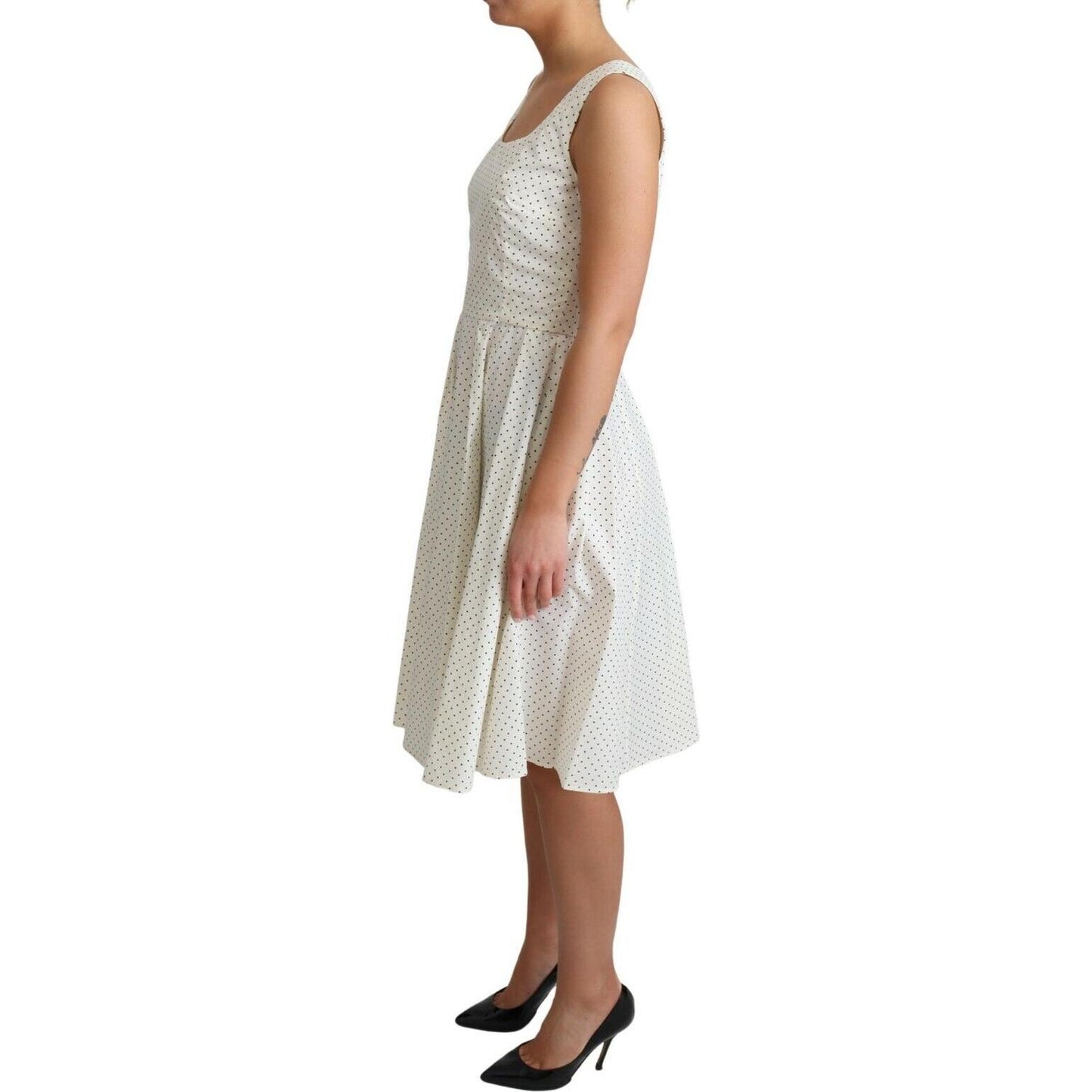 Dolce & Gabbana White Polka Dotted Cotton A-Line Dress