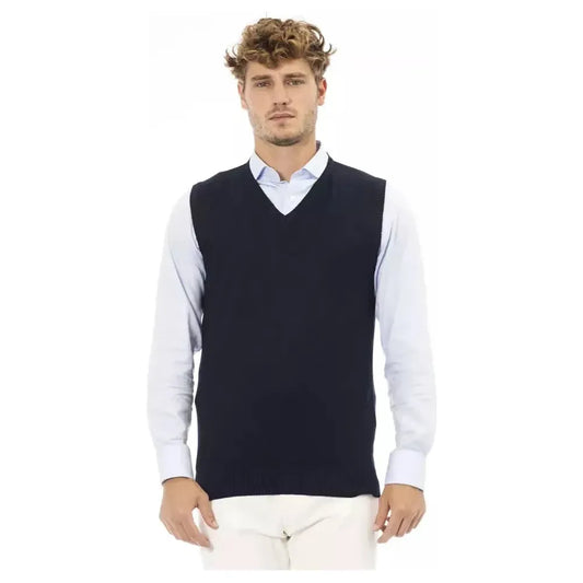 Alpha Studio Blue Viscose Men Jacket