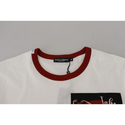 Dolce & Gabbana Cotton White Logo Print Crewneck T-shirt
