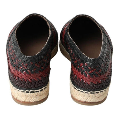 Dolce & Gabbana Black Bordeaux Buffalo Leather Espadrille Shoes