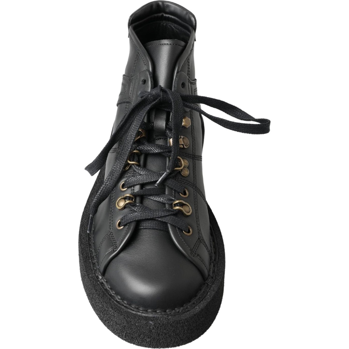 Dolce & Gabbana Black Leather Slip on Stretch Boots