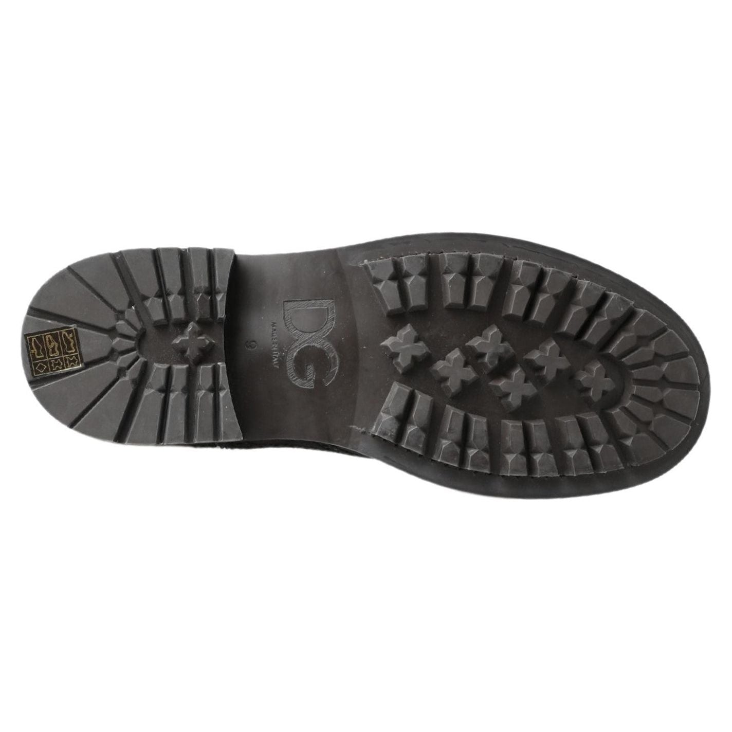 Dolce & Gabbana Black Gray Leather Ankle Boots