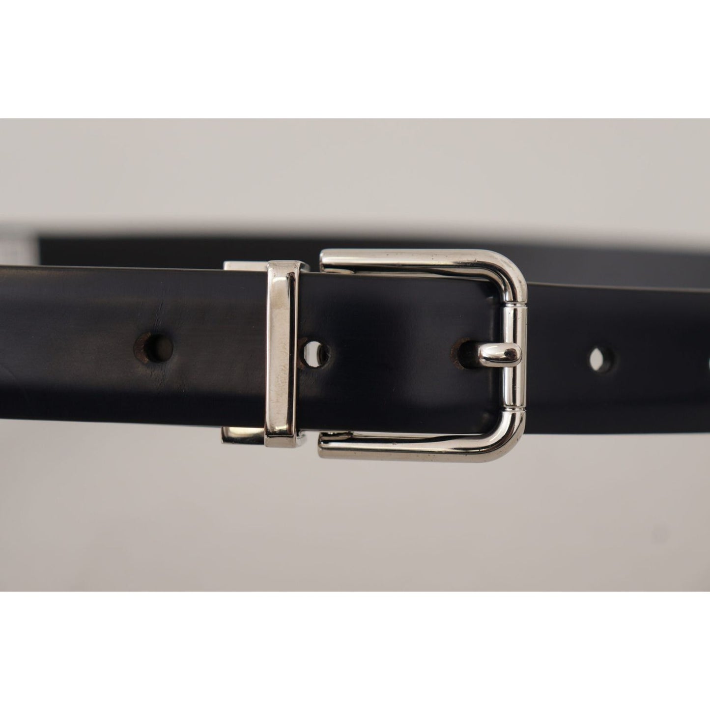 Dolce & Gabbana Black Calf Leather Classic Logo Metal Buckle Belt
