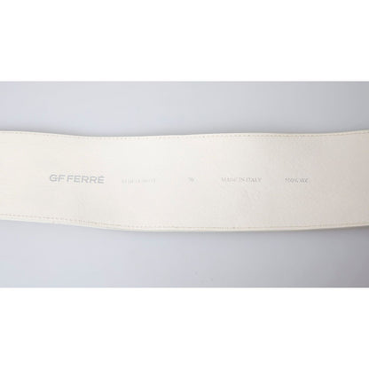GF Ferre Off White Waxed Cotton Wide Fashion Waistband Belt