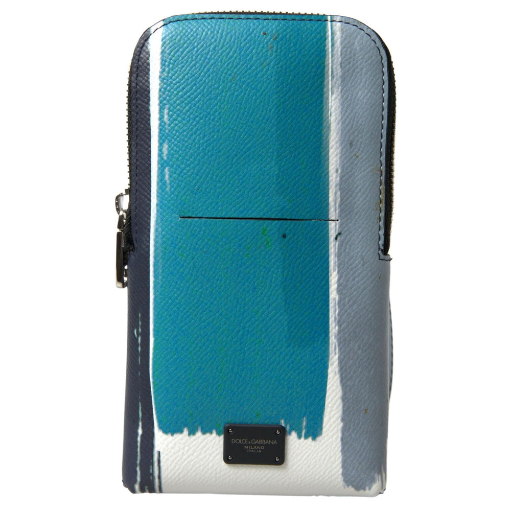 Dolce & Gabbana Blue Leather Purse Crossbody Sling Phone Bag Unisex