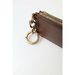 Dolce & Gabbana Brown Leather Zip Logo Keyring Coin Purse Wallet