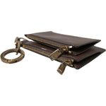 Dolce & Gabbana Brown Leather Zip Logo Keyring Coin Purse Wallet