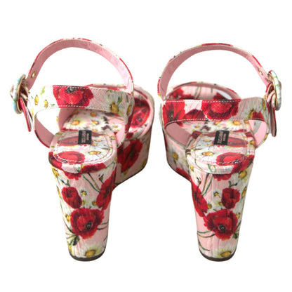 Dolce & Gabbana Multicolor floral print Wedges Floral Ankle Strap Sandals