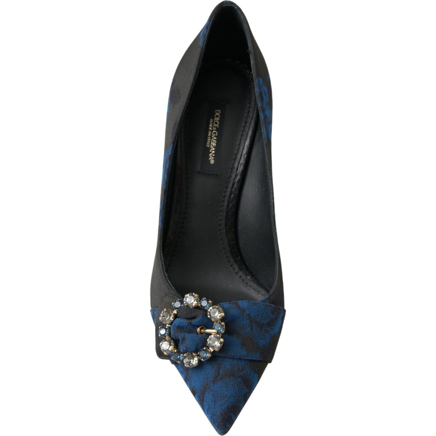 Dolce & Gabbana Blue Floral Ayers Crystal Pumps Shoes