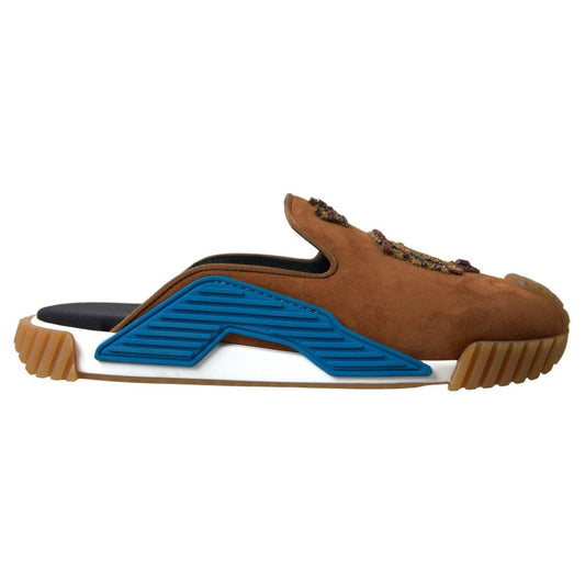 Dolce & Gabbana Brown Suede Crown Logo NS1 Slides Sandals