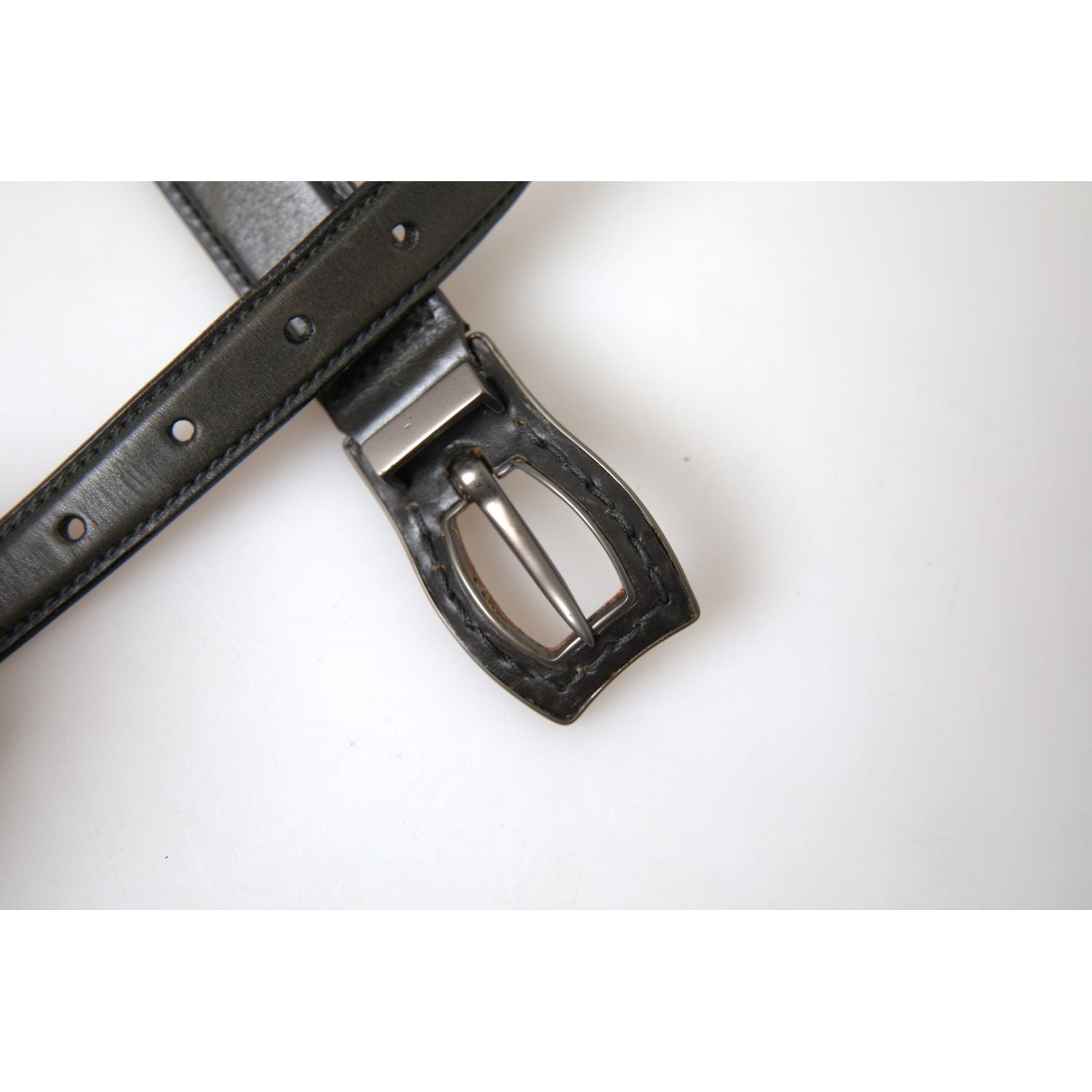 Ermanno Scervino Black Leather Metal Buckle Cintura Belt