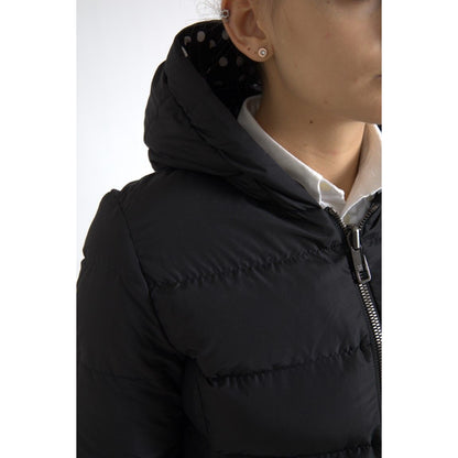 Dolce & Gabbana Black Polyester Hooded Reversible Jacket