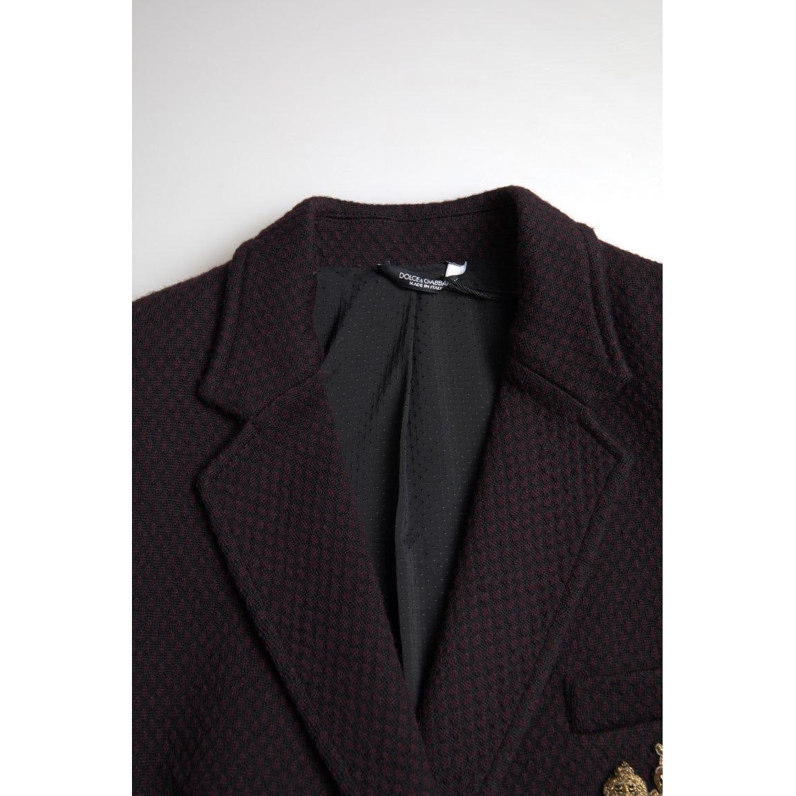 Dolce & Gabbana Purple Logo Embroidery Double Breasted Blazer