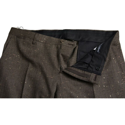 Dolce & Gabbana Brown Wool Dress Skinny Men Trouser Pants
