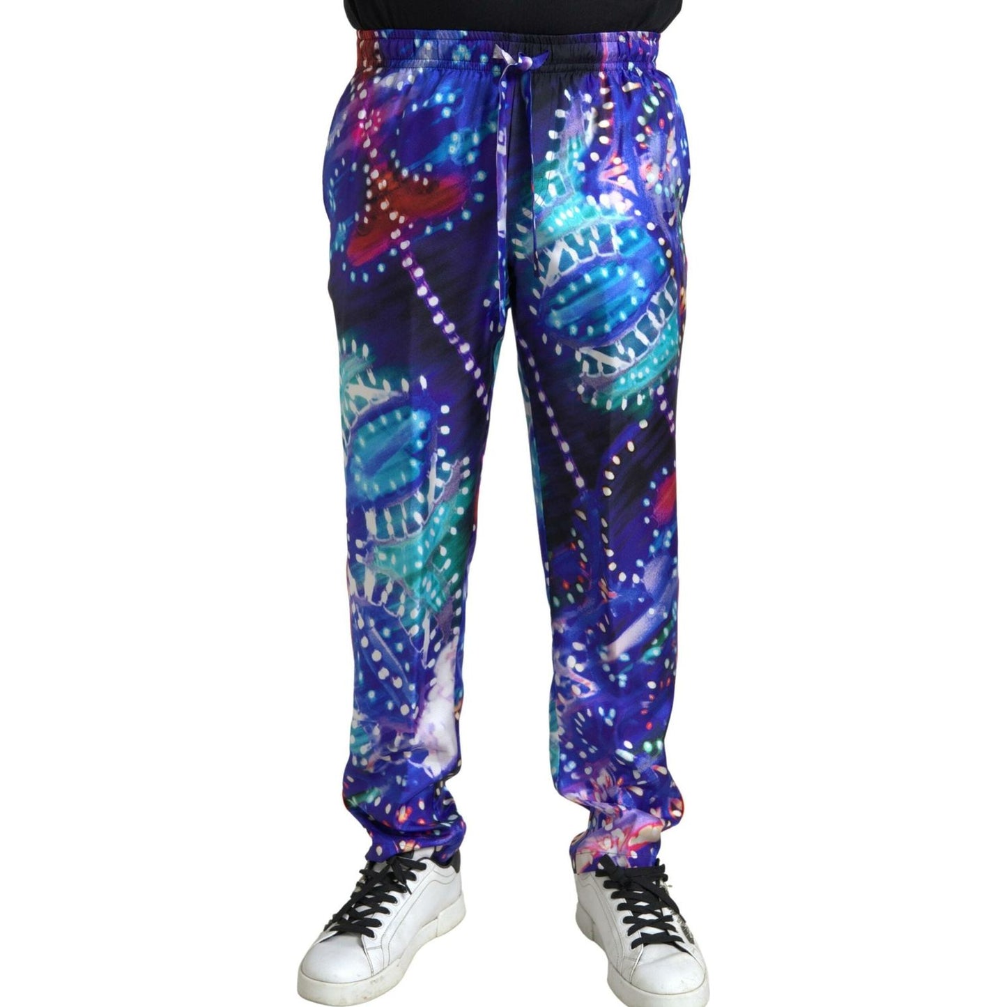 Dolce & Gabbana Multicolor Printed Silk Men Trouser Pants